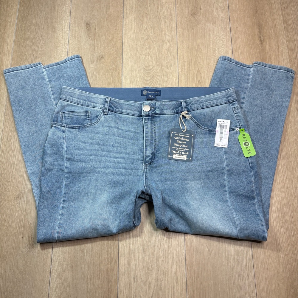 Democracy Absolution Skyrise Barely Boot Jeans 22W Light Wash WX12960J4 Wide Leg